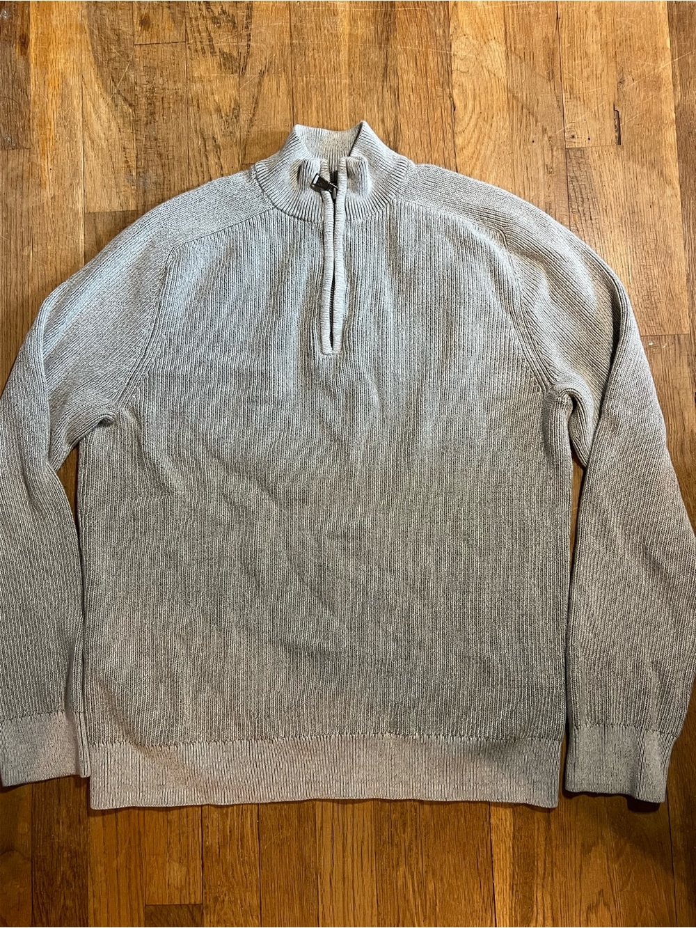 Express Men's Light Gray Half-Zip Ribbed Sweater